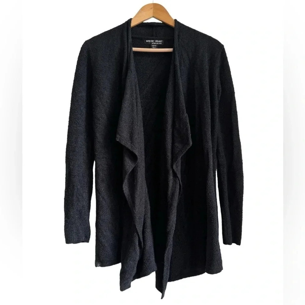 Barefoot Dreams Bamboo Chic Lite Black Open Cardigan Sweater XXS XS